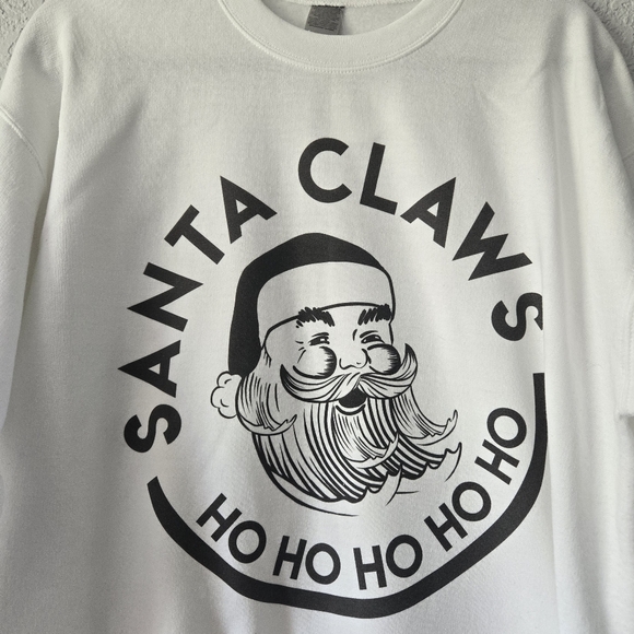 Ugly Holiday Sweater M White Santa Crewneck Sweatshirt - Picture 2 of 4